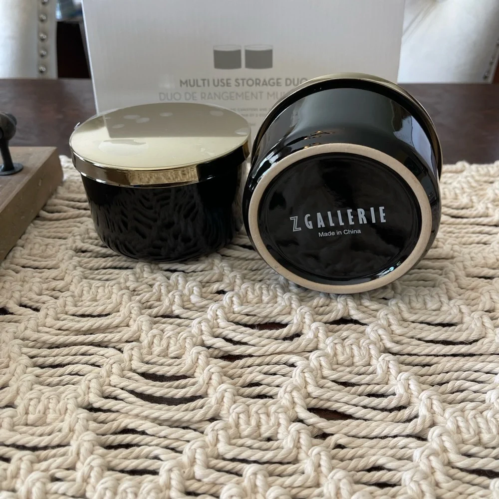 Z Gallerie Multiuse Storage Duo - Black and Gold - New in Box